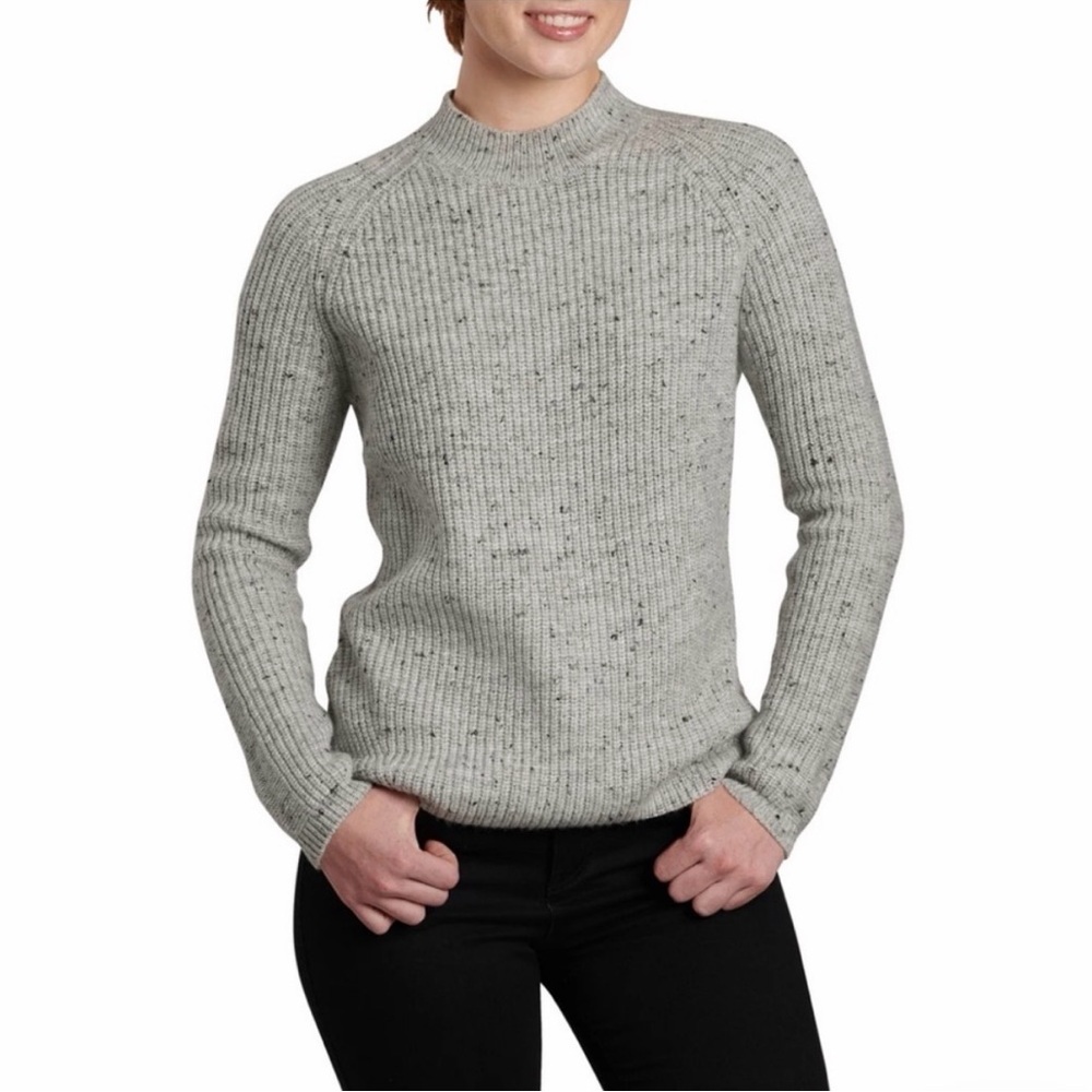 Kuhl Women's Light Gray Speckled Ribbed Sweater